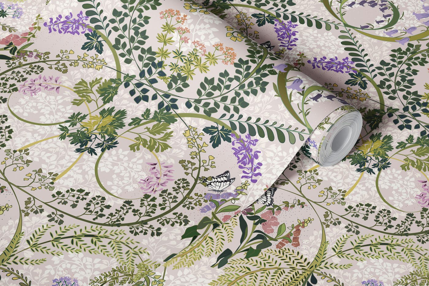 Woodland fauna creme wallpaper roll