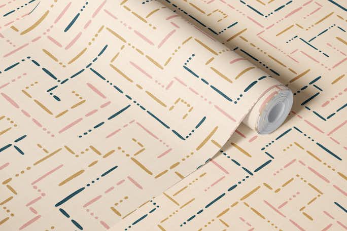 warm colored boho labyrinthwallpaper roll