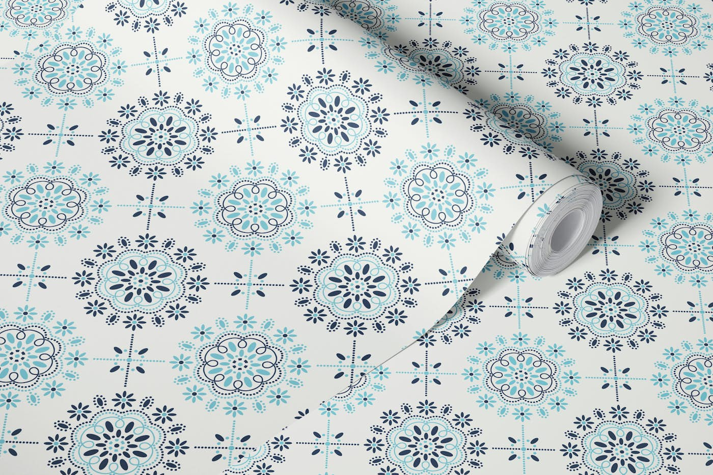 Blue and white kitchen tile wallpaper roll