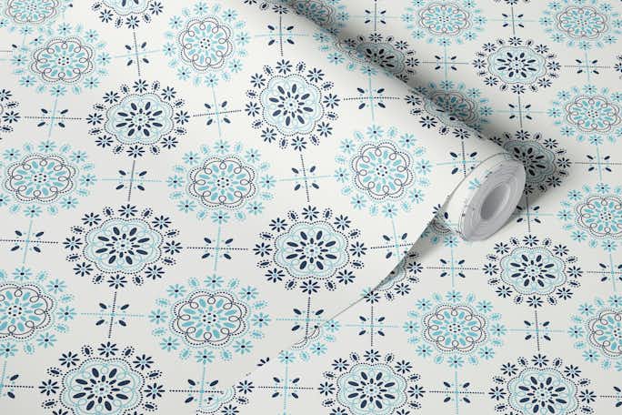 Blue and white kitchen tilewallpaper roll