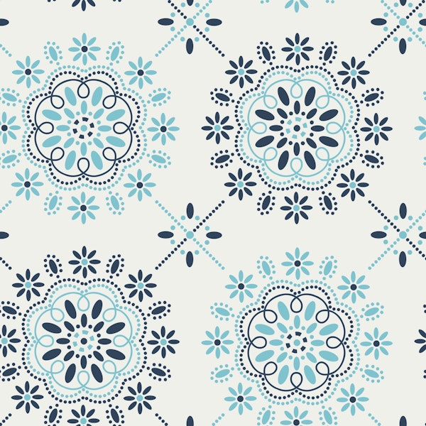 Blue and white kitchen tile