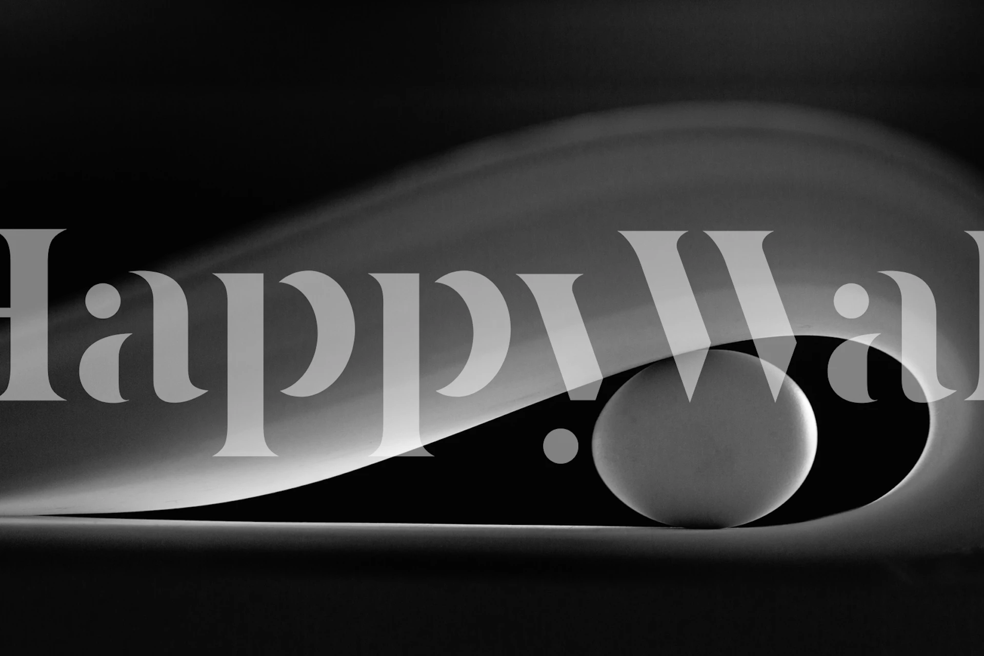 Black and white abstract wallpaper featuring curve and sphere design