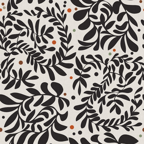 black and white swirly leaves