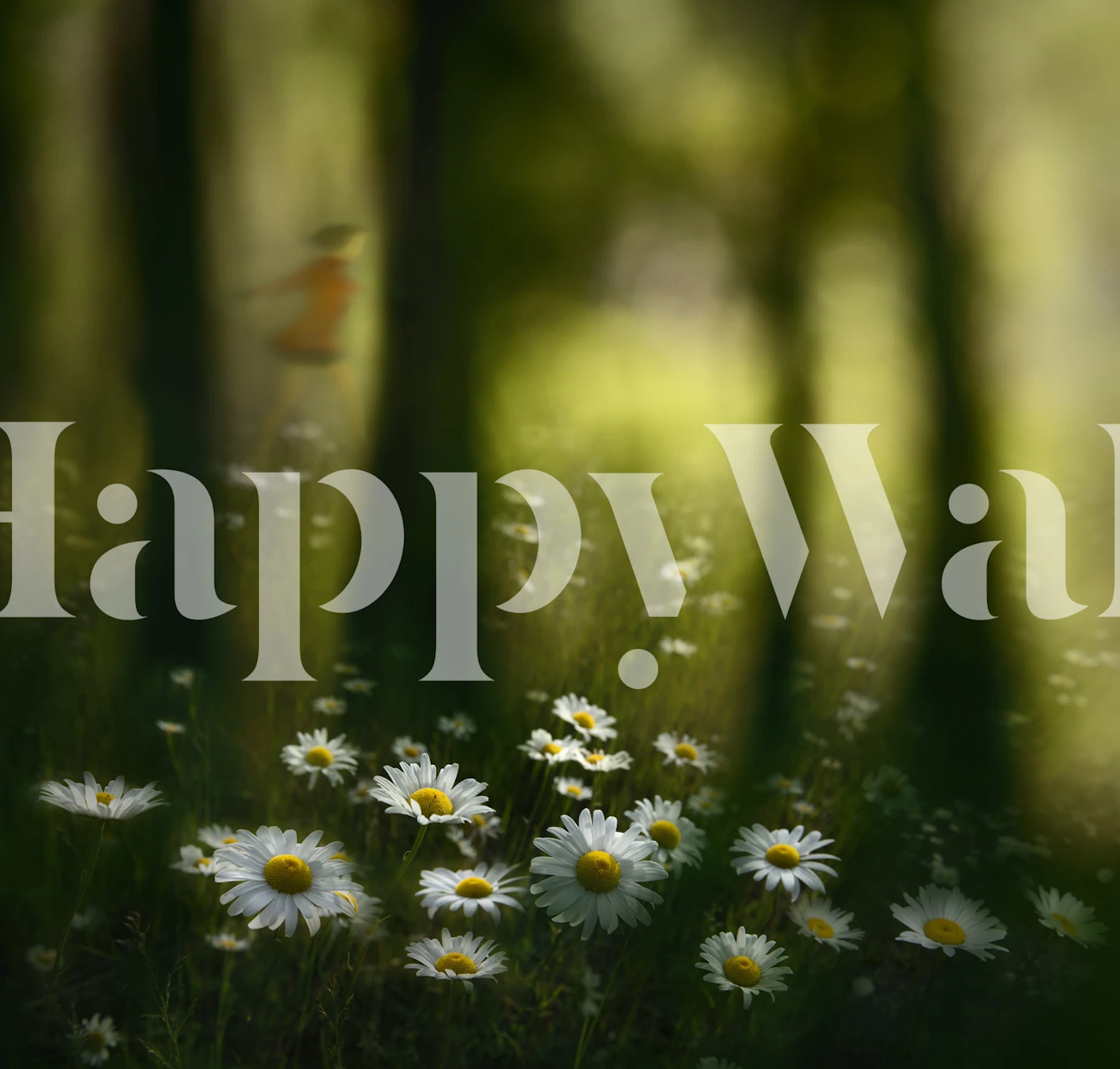 Nature-inspired wallpaper with daisies and woods