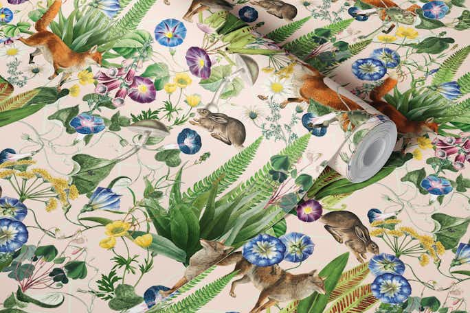 Vintage Mystic Animals And Flower Forestwallpaper roll