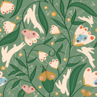 Forest Bunny Biome Green ταπετσαρία