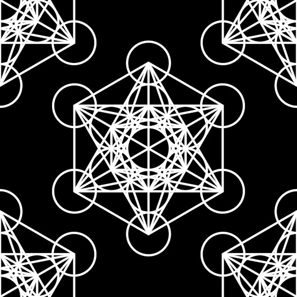 Archangel Metatron's Cube - black and white