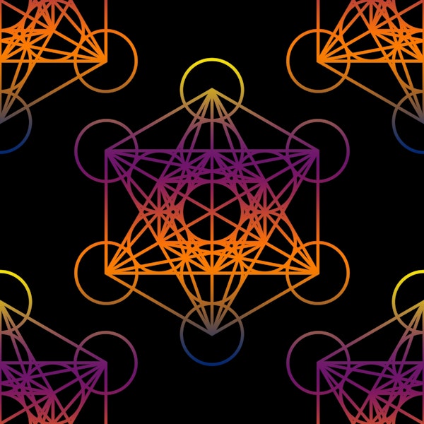 Archangel Metatron's Cube - orange and black