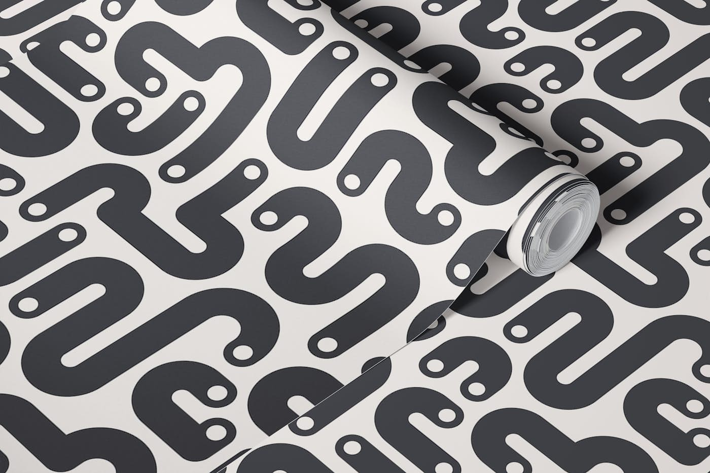 JELLY BEANS Curvy 80s Abstract - Black White wallpaper roll