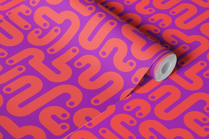 JELLY BEANS Curvy 80s Abstract - Coral Purplewallpaper roll