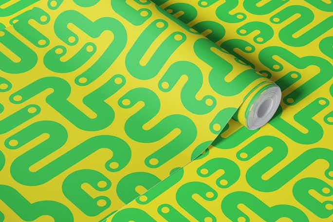 JELLY BEANS Curvy 80s Abstract - Green Citronwallpaper roll