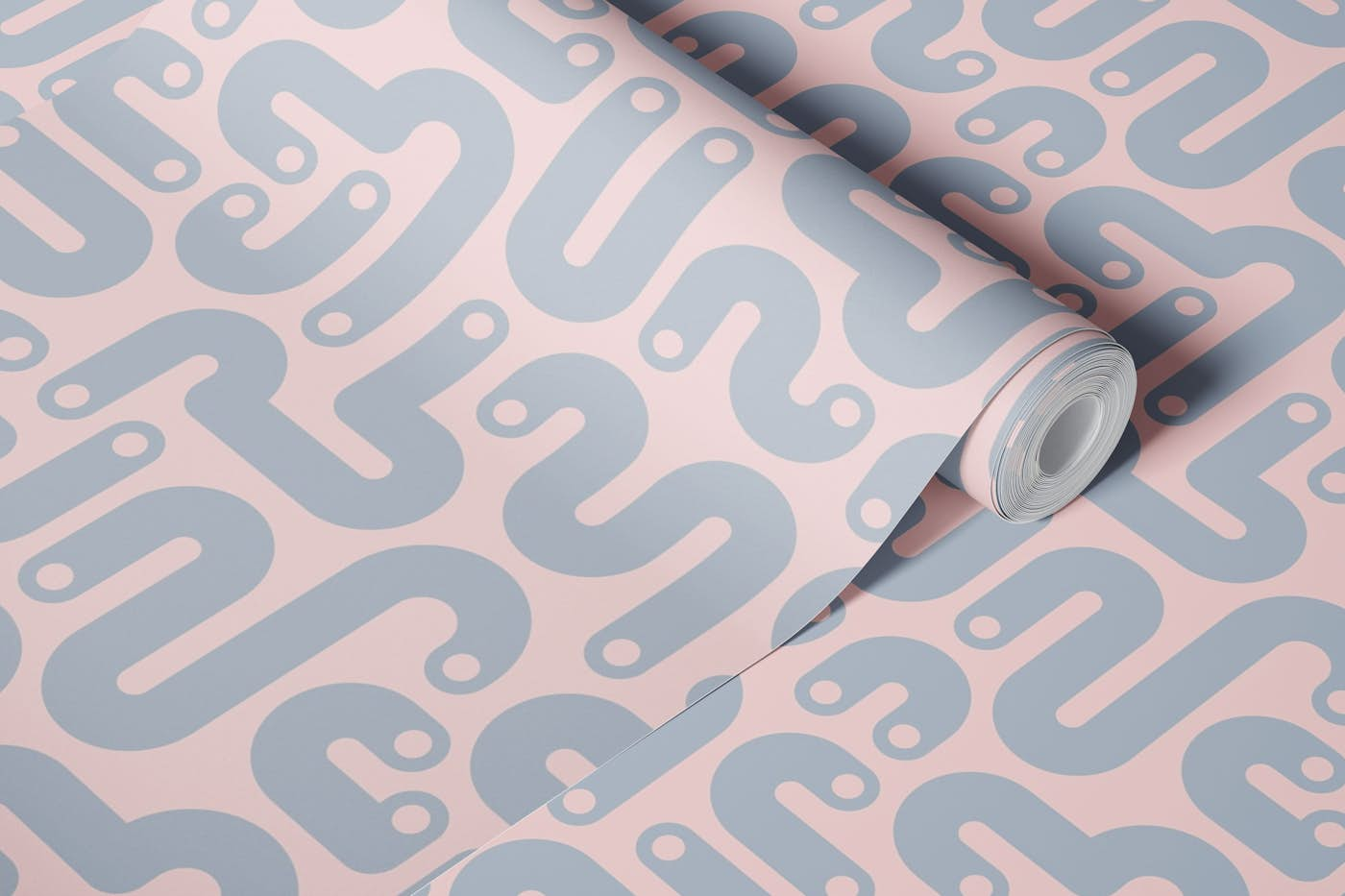 JELLY BEANS Curvy 80s Abstract - Gray Pink wallpaper roll