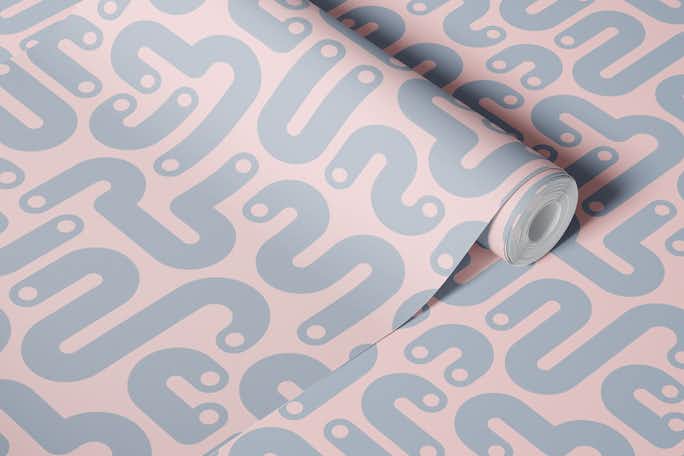 JELLY BEANS Curvy 80s Abstract - Gray Pinkwallpaper roll