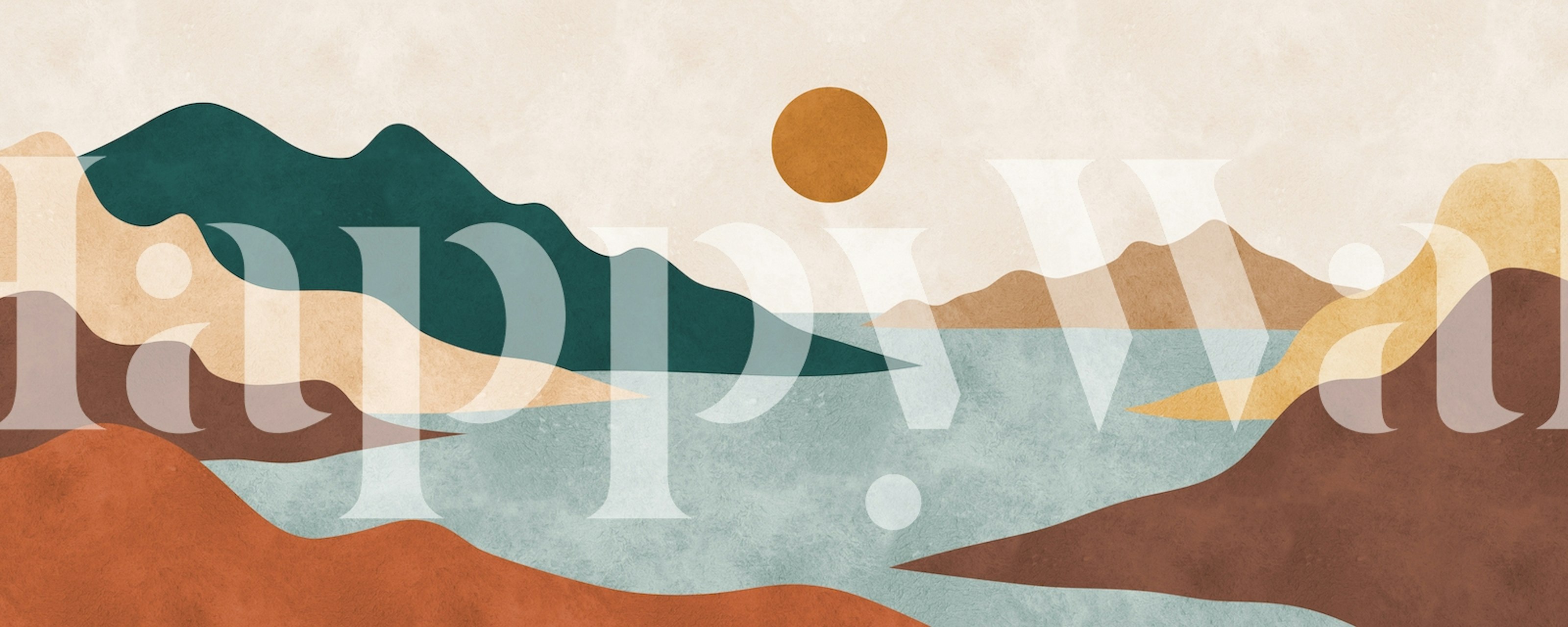 Watercolor landscape behang in een kamer