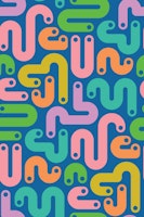 JELLY BEANS Curvy 80s Abstract - Brights Blue wallpaper
