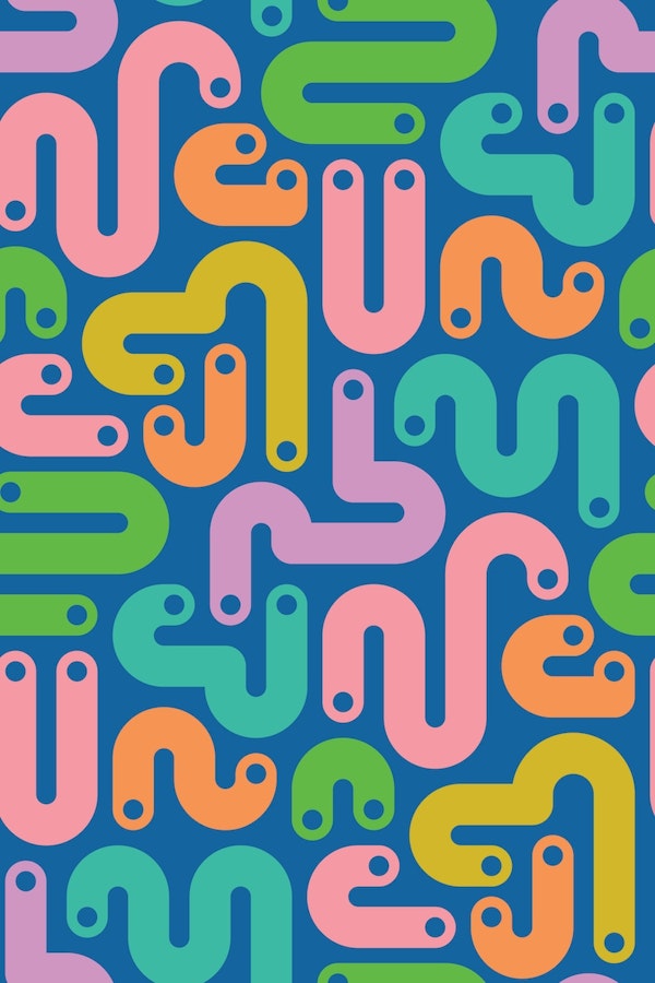 JELLY BEANS Curvy 80s Abstract - Brights Blue