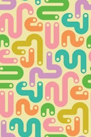 JELLY BEANS Curvy 80s Abstract Brights Cream carta da parati