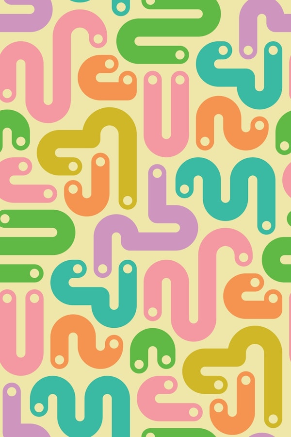 JELLY BEANS Curvy 80s Abstract Brights Cream