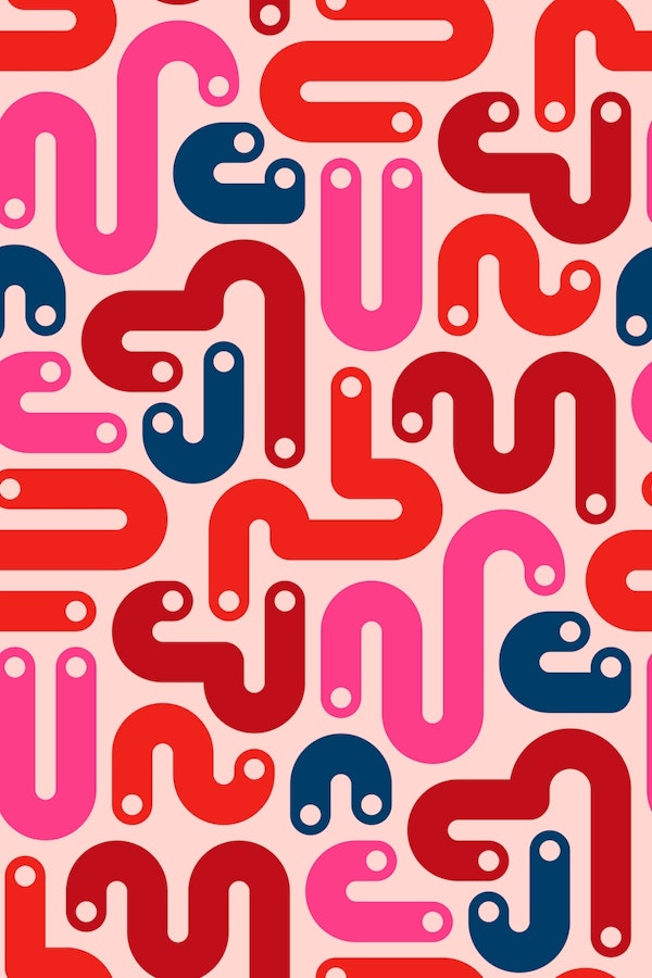 JELLY BEANS Curvy 80s Abstract - Red Pink
