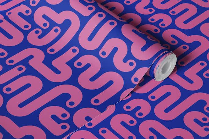 JELLY BEANS Curvy 80s Abstract - Mauve Bluewallpaper roll