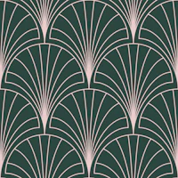 Art Deco Fans Pink Green tapet