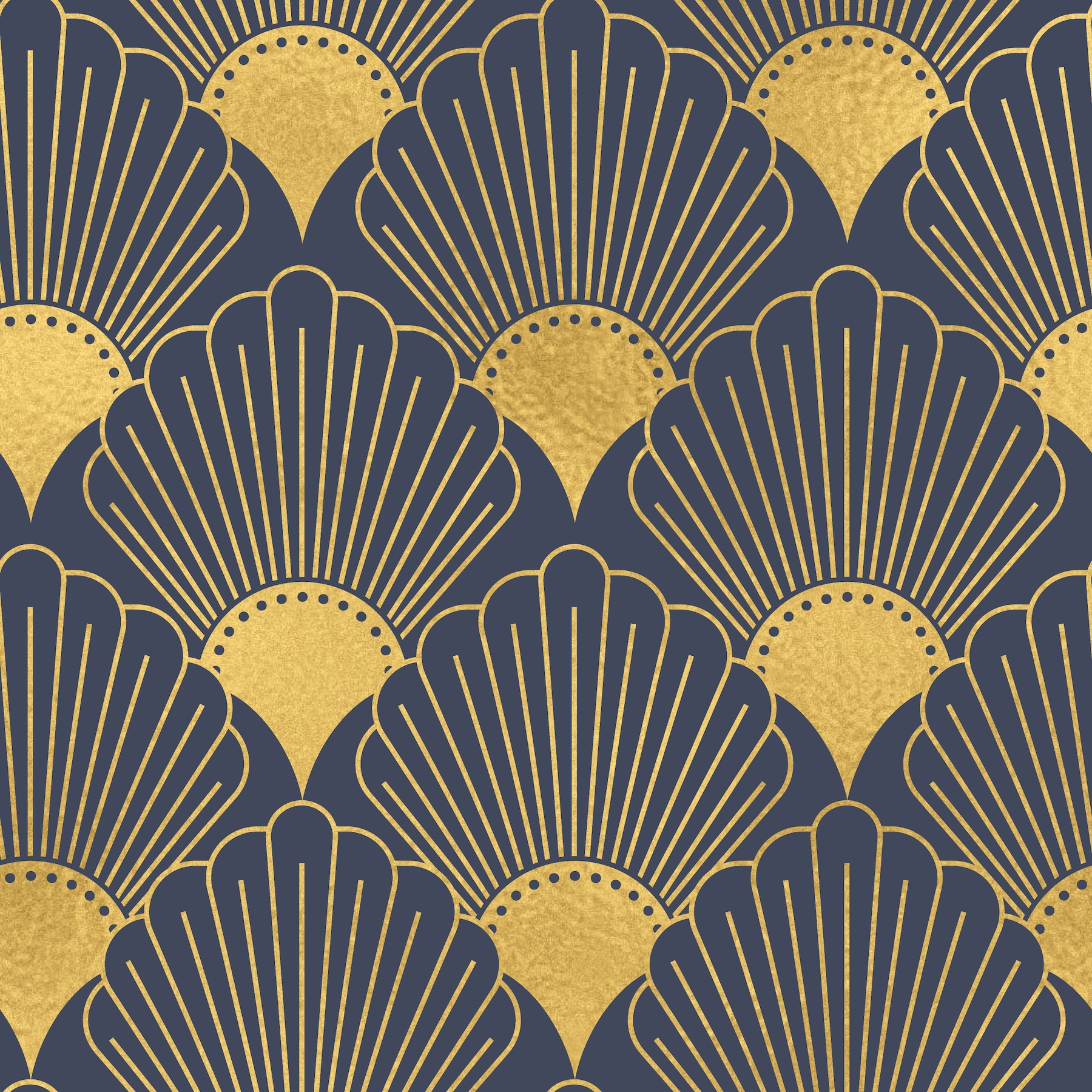 Art Deco Fans Navy Gold wallpaper | Happywall