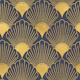 Art Deco Fans Navy Gold