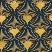 Art Deco Fans Navy Gold wallpaper