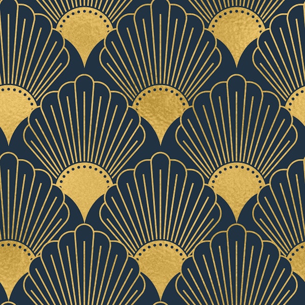 Art Deco Fans Navy Gold