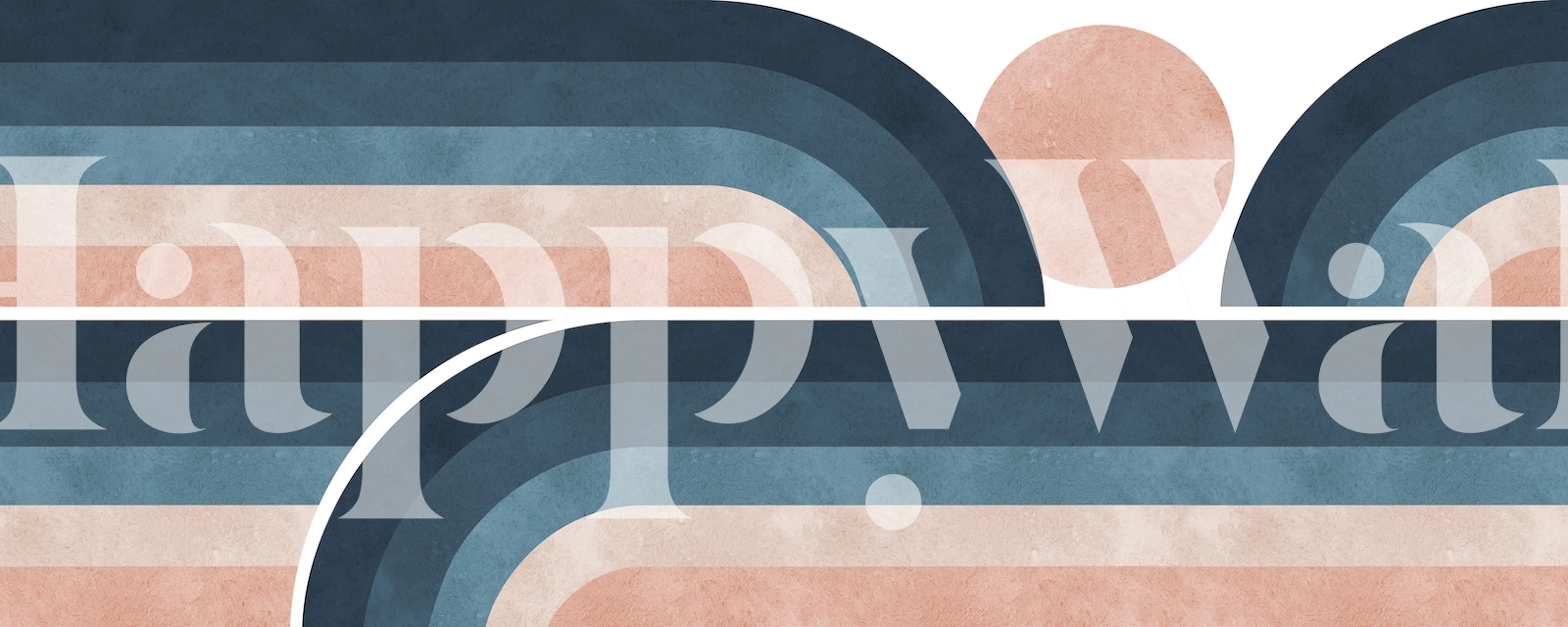 Abstrakte linjer og sirkler Veggmaleri i blått og rosa