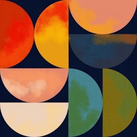 new mid mod shapes colorful painted behang