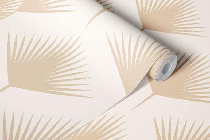 Modern Abstract Geo Palm Leaves in Sand Beigewallpaper roll