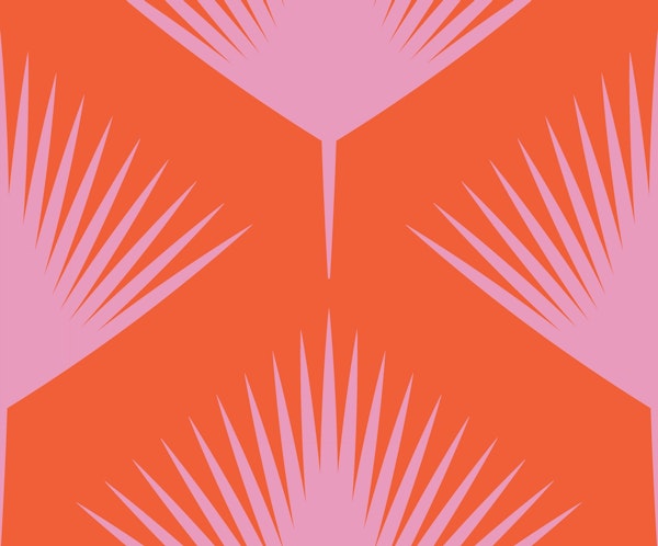 Abstract Modern Geo Palm Leaves Orange Pink