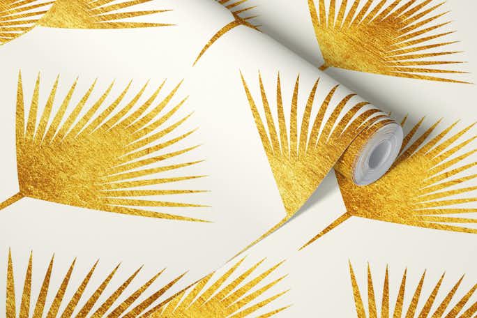 Abstract Modern Gold Palm Leaves Geowallpaper roll