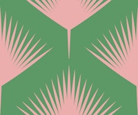 Abstract Modern Palm Leaves in Pink and Green tapete