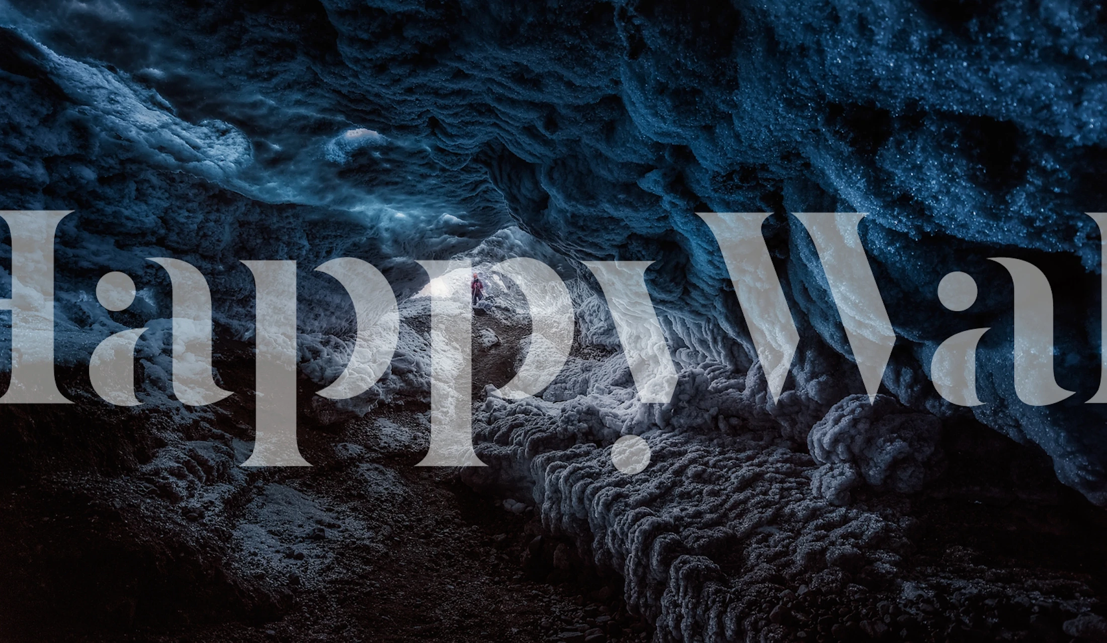 3D ice cave features blue textures and shadows wallpaper