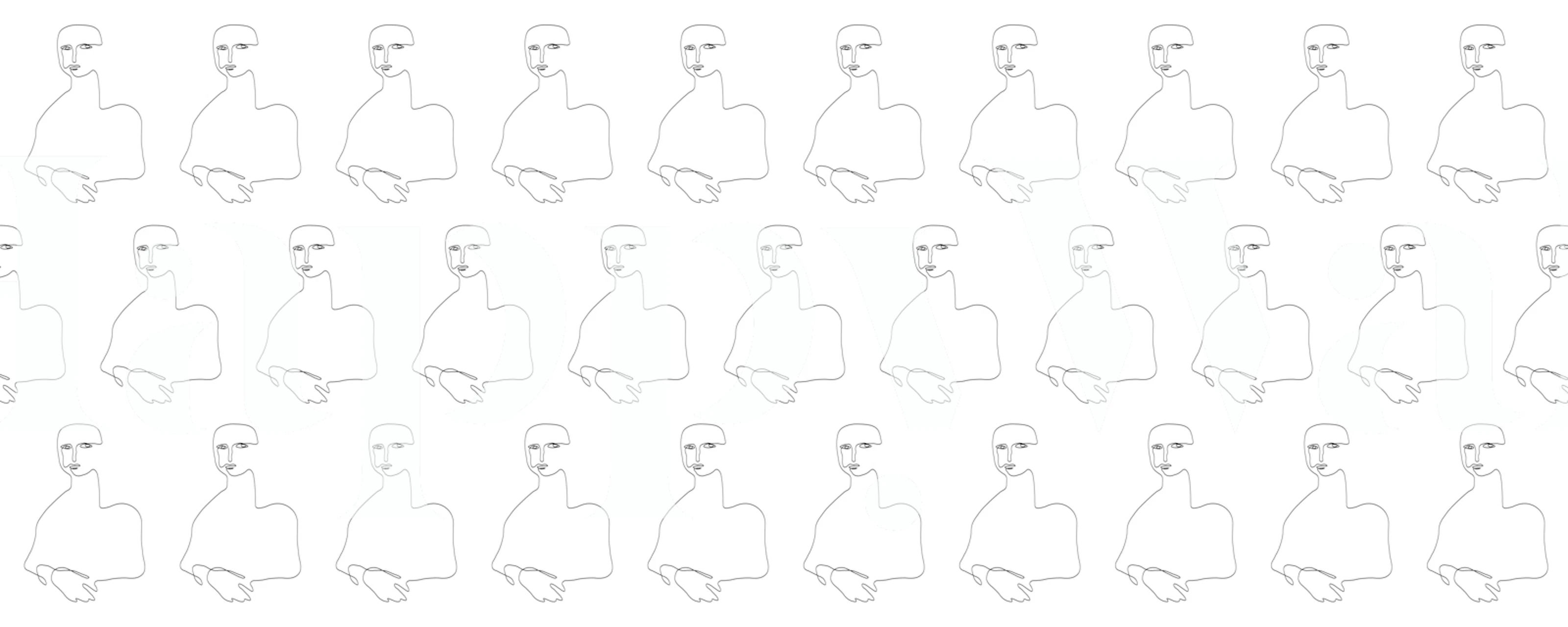 Repeated Mona Lisa sketch pattern wall mural
