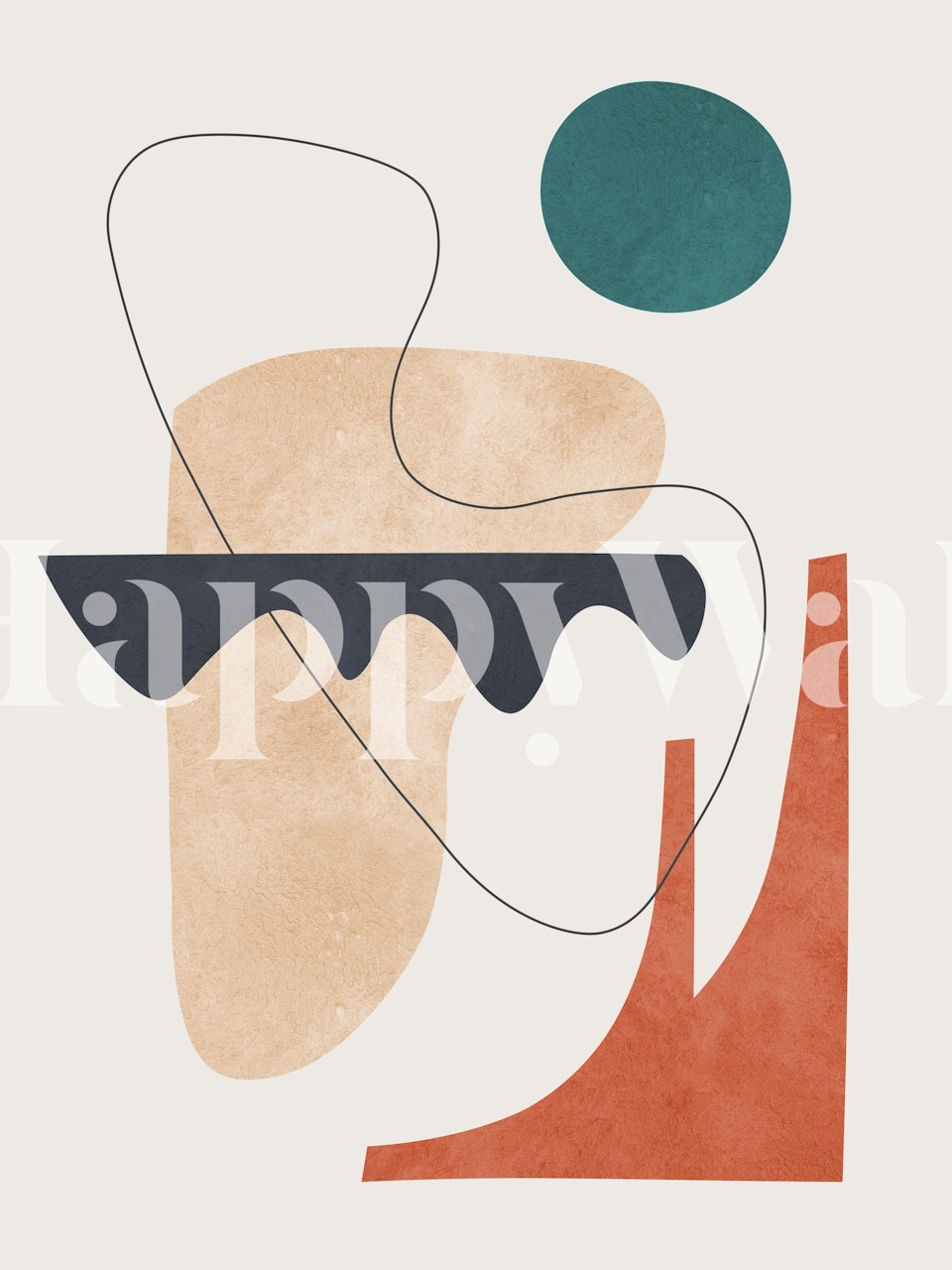 Expressive drawing wallpaper in a room