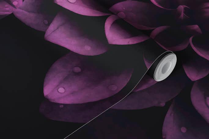 Moody Dahlia Dark Mauve Purple Watercolorwallpaper roll