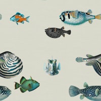 Acquario Fish pattern in cream papiers peint