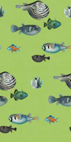 Acquario Fish pattern in apple green tapete