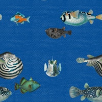 Acquario Fish pattern in cobalt blue tapete
