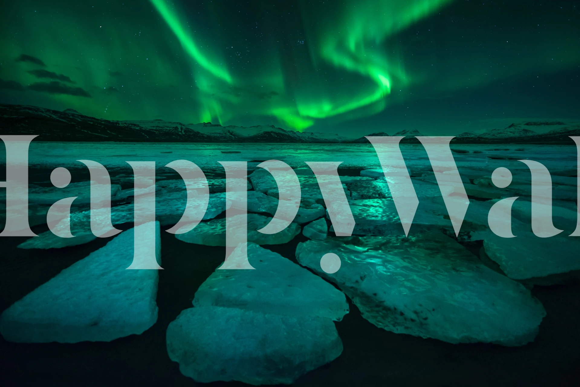 Northern Lights tapet med iskallt landskap