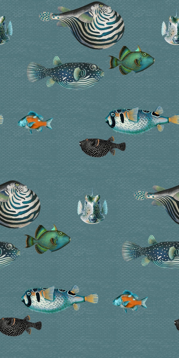 Acquario Fish pattern in slate blue