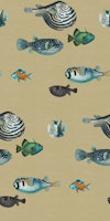 Acquario Fish pattern in sand beige tapety