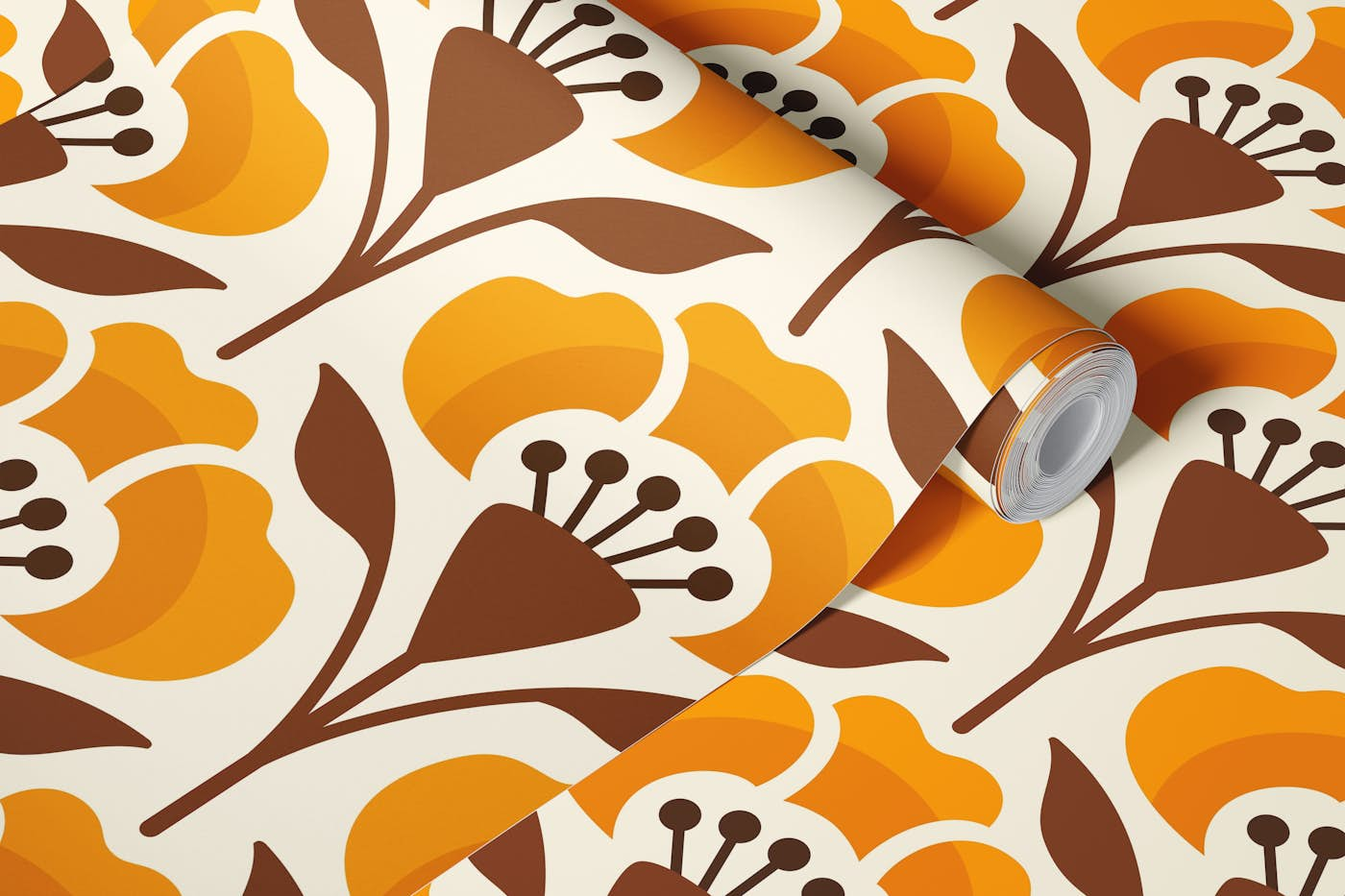 Vintage lily flowers scallops / 2898 B wallpaper roll