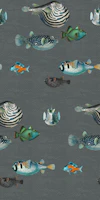Acquario Fish pattern in dark grey tapete
