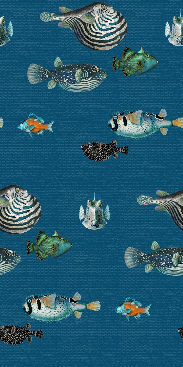 Acquario Fish pattern in marine blue
