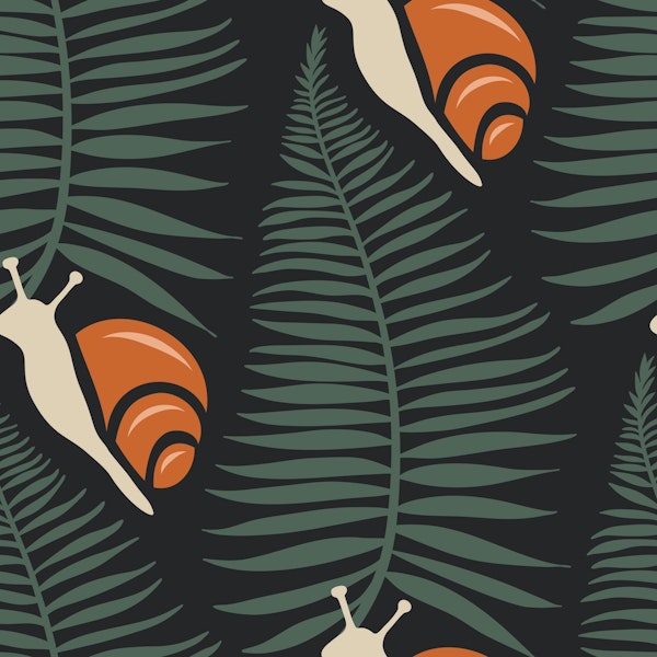 Snails in ferns, dark grey / 3002 B