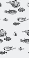 Acquario Fish pattern in black and white tapete